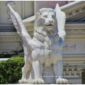 Garden Decorative Antique White Marble Lion Statues with Wings